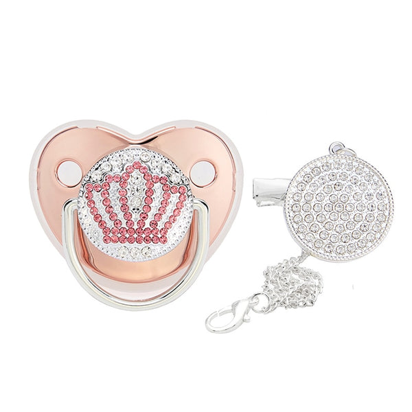 Sucette de bébé bleue de luxe BPA Sans silicone Nom Lettre initiale avec clip silicone Orthodontie ™