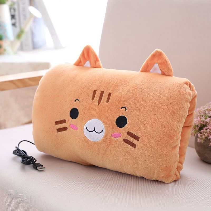 Coussin chauffant électrique USB pour les mains, coussin chauffant en peluche, motif dessin animé, pour bébé™