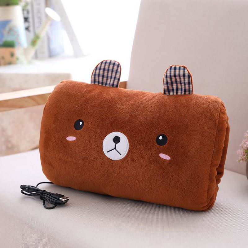 Coussin chauffant électrique USB pour les mains, coussin chauffant en peluche, motif dessin animé, pour bébé™