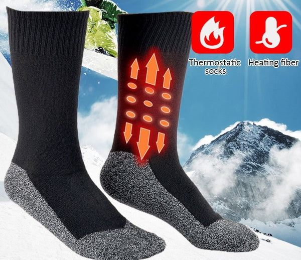 Chaussettes chauffantes thermiques d'hiver à 35 degrés en coton noir™