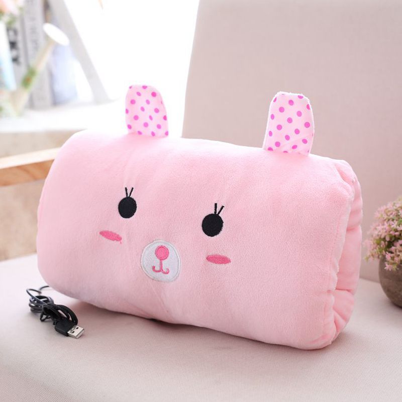 Coussin chauffant électrique USB pour les mains, coussin chauffant en peluche, motif dessin animé, pour bébé™