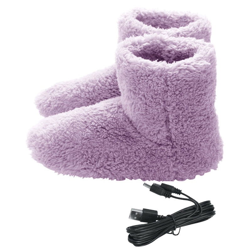 Chaussons chauffantes USB, bottes chaudes d'hiver, électriques en peluche™