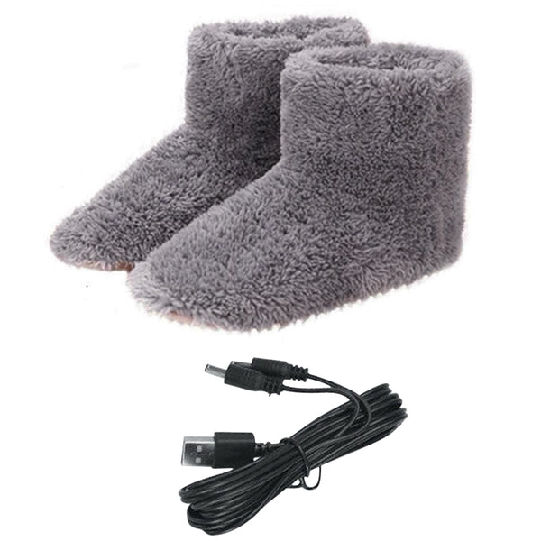 Chaussons chauffantes USB, bottes chaudes d'hiver, électriques en peluche™