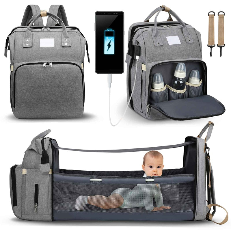 Sac allongé multi-fonction de maman à la mode pliant lit bébé de grande capacité ™